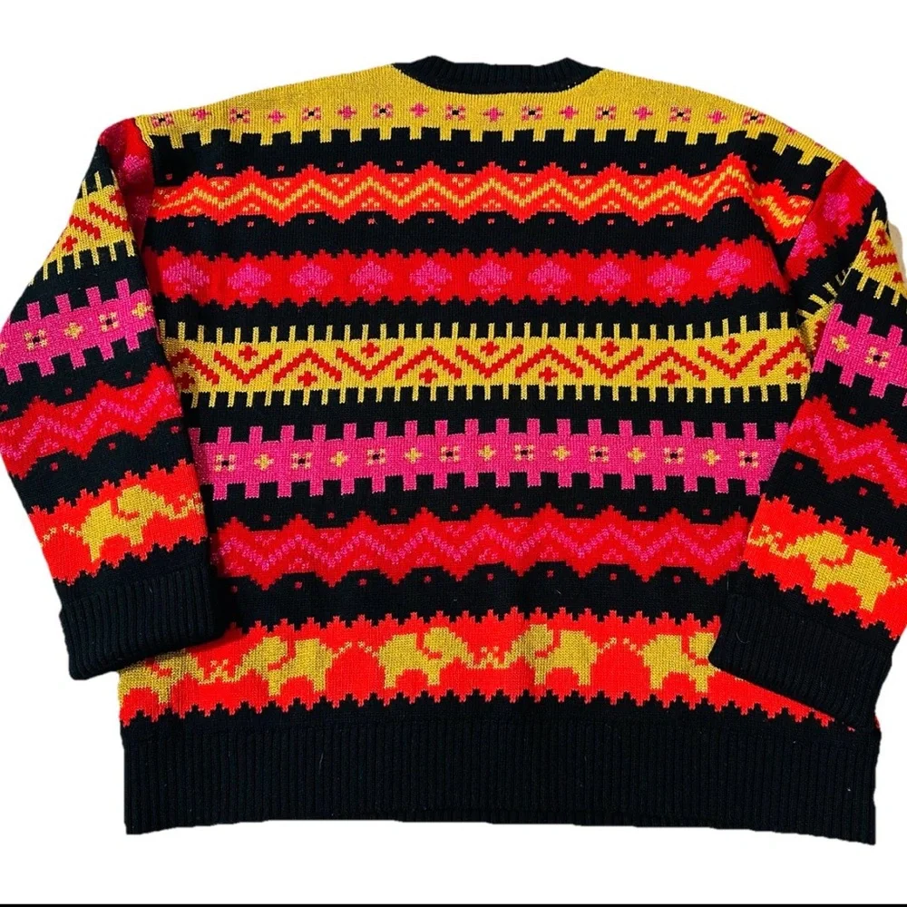 kate spade sweater S elephants hearts bright colors long sleeve wool blend 90’s